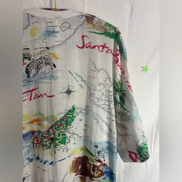 Gap Love Dreamwell Print Crinkle Popover Linen Blend Oversized Shirt Dress  M - Picture 4 of 16